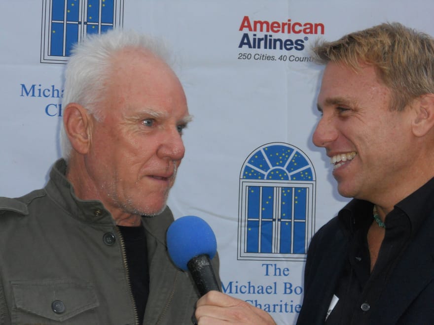 Cary Harrison with Malcolm McDowell
