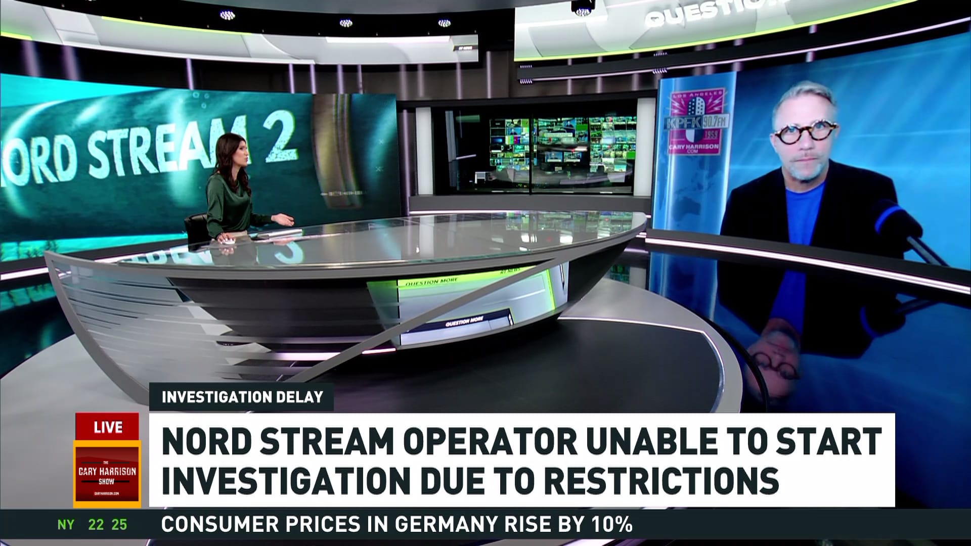Cary Harrison on a live newsroom broadcast
